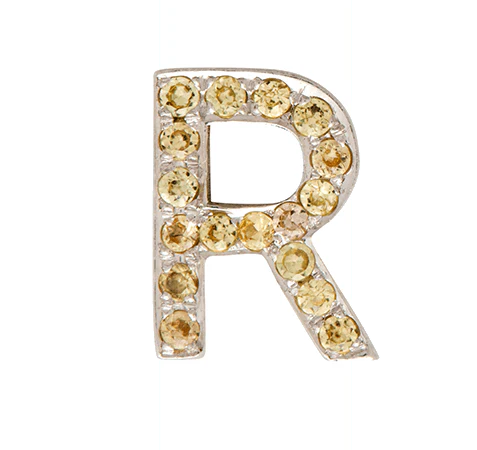 White Gold, Yellow Sapphire Letter Bead - Image 20