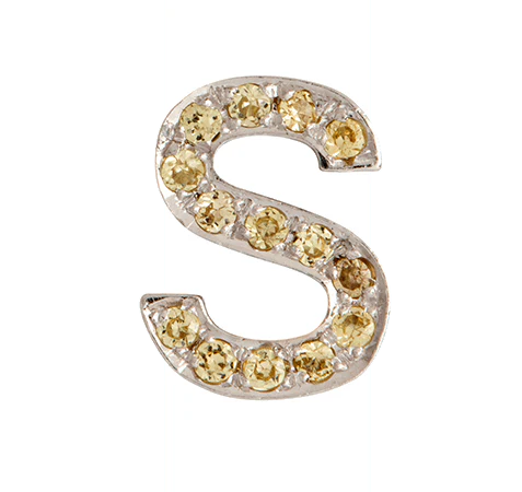 White Gold, Yellow Sapphire Letter Bead - Image 21