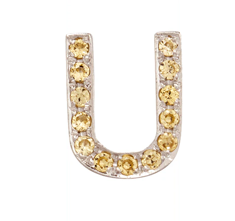 White Gold, Yellow Sapphire Letter Bead - Image 23