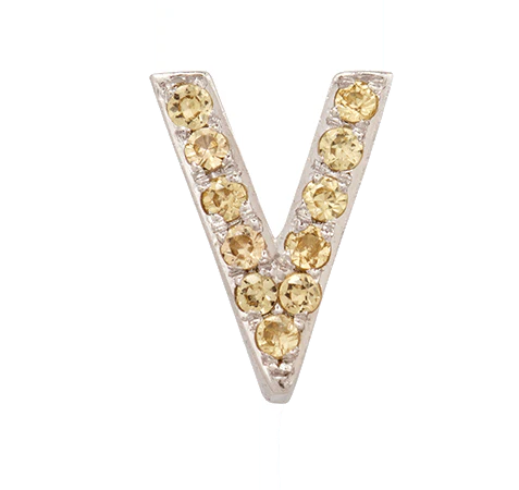 White Gold, Yellow Sapphire Letter Bead - Image 24
