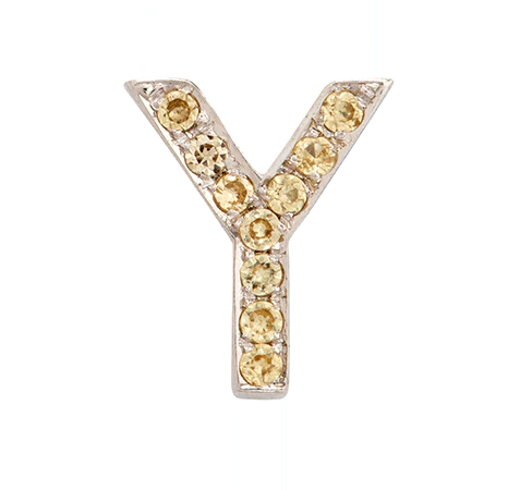 White Gold, Yellow Sapphire Letter Bead - Image 27