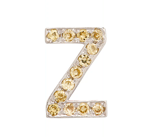 White Gold, Yellow Sapphire Letter Bead - Image 28