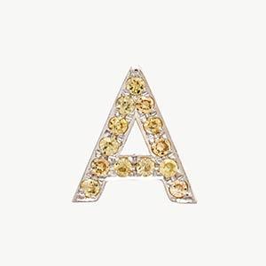 White Gold, Yellow Sapphire Letter Bead - Image 29