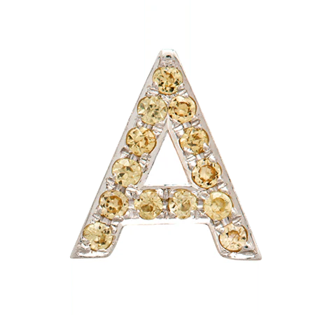 White Gold, Yellow Sapphire Letter Bead - Image 3