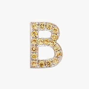 White Gold, Yellow Sapphire Letter Bead - Image 30