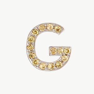 White Gold, Yellow Sapphire Letter Bead - Image 35