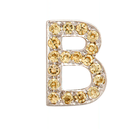 White Gold, Yellow Sapphire Letter Bead - Image 4