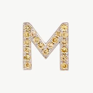 White Gold, Yellow Sapphire Letter Bead - Image 41