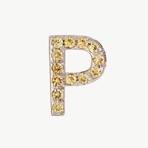 White Gold, Yellow Sapphire Letter Bead - Image 44