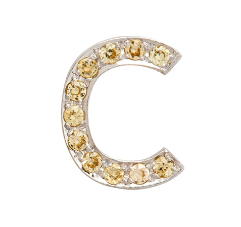 White Gold, Yellow Sapphire Letter Bead - Image 5