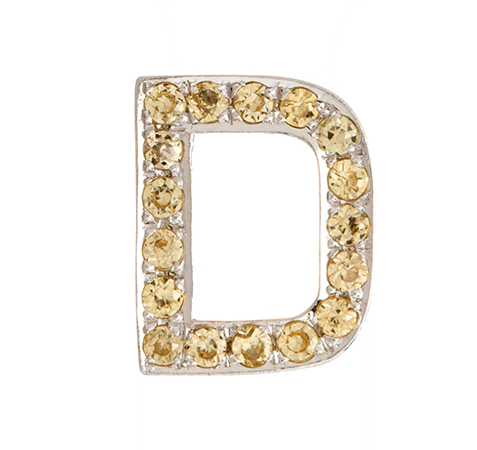 White Gold, Yellow Sapphire Letter Bead - Image 6