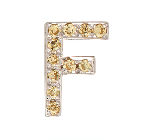 White Gold, Yellow Sapphire Letter Bead - Image 8