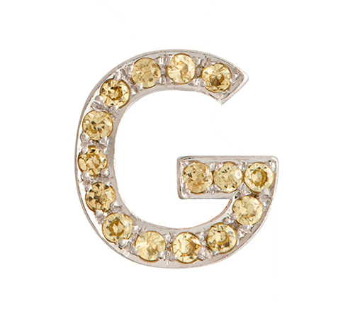 White Gold, Yellow Sapphire Letter Bead - Image 9