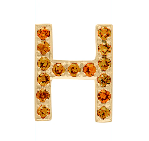 Yellow Gold, Orange Sapphire Letter Bead - Image 10