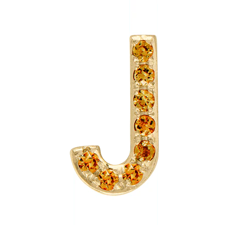 Yellow Gold, Orange Sapphire Letter Bead - Image 12