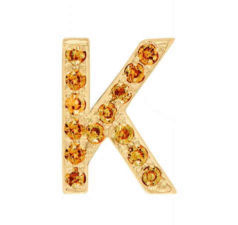 Yellow Gold, Orange Sapphire Letter Bead - Image 13