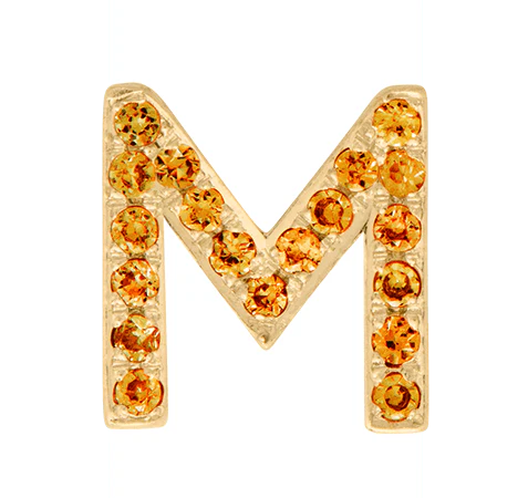 Yellow Gold, Orange Sapphire Letter Bead - Image 15