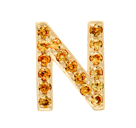 Yellow Gold, Orange Sapphire Letter Bead - Image 16