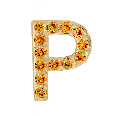 Yellow Gold, Orange Sapphire Letter Bead - Image 18