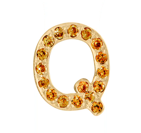Yellow Gold, Orange Sapphire Letter Bead - Image 19