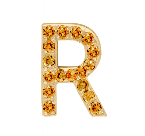 Yellow Gold, Orange Sapphire Letter Bead - Image 20