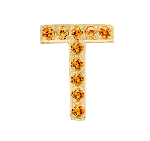 Yellow Gold, Orange Sapphire Letter Bead - Image 22