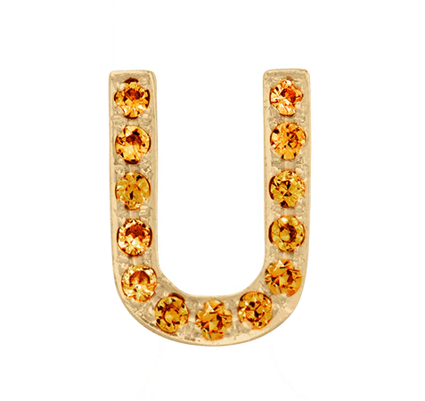 Yellow Gold, Orange Sapphire Letter Bead - Image 23