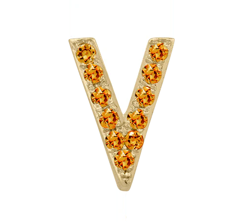 Yellow Gold, Orange Sapphire Letter Bead - Image 24