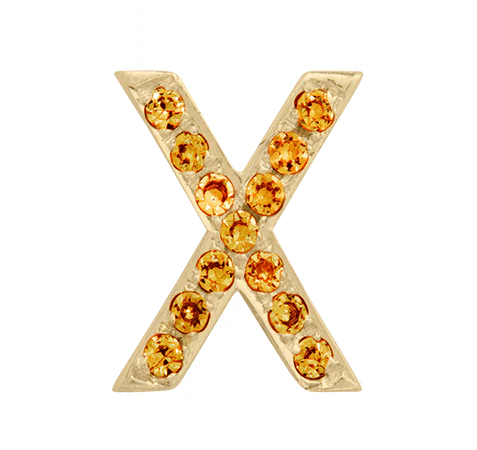 Yellow Gold, Orange Sapphire Letter Bead - Image 26