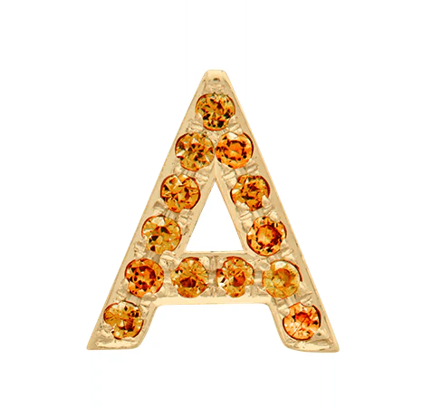 Yellow Gold, Orange Sapphire Letter Bead - Image 3