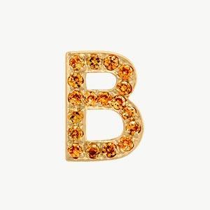 Yellow Gold, Orange Sapphire Letter Bead - Image 30