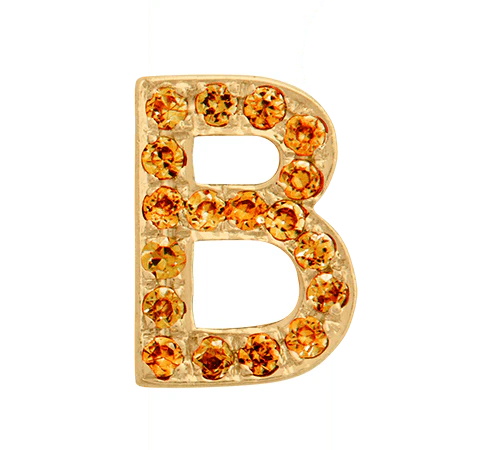 Yellow Gold, Orange Sapphire Letter Bead - Image 4