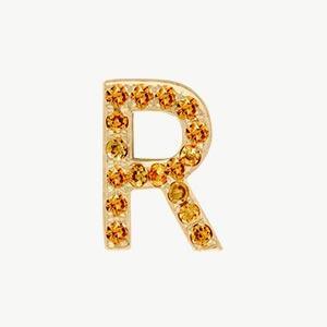 Yellow Gold, Orange Sapphire Letter Bead - Image 46
