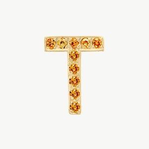 Yellow Gold, Orange Sapphire Letter Bead - Image 48