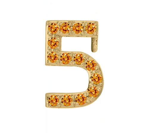 Yellow Gold, Orange Sapphire Number Bead - Image 8