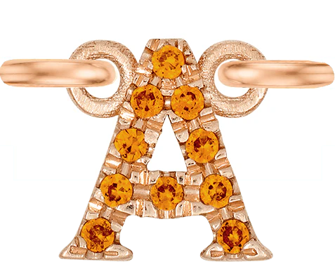 Rose Gold, Orange Sapphire Letter - Image 3