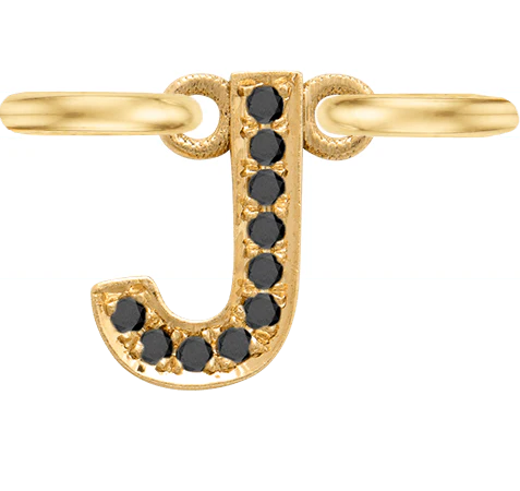 Yellow Gold, Black Diamond Letter - Image 12