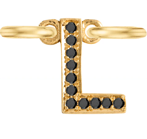Yellow Gold, Black Diamond Letter - Image 14