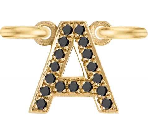 Yellow Gold, Black Diamond Letter - Image 3