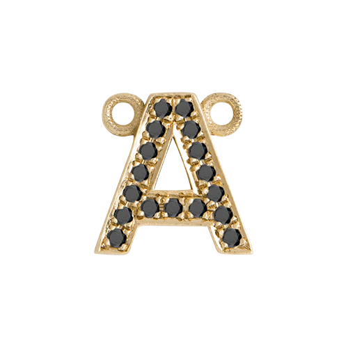 Black Diamond + 14k Yellow Gold Letter Charm - Image 12