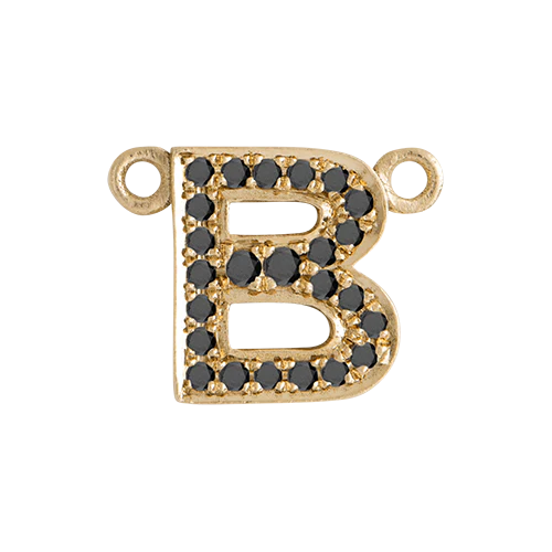Black Diamond + 14k Yellow Gold Letter Charm - Image 13