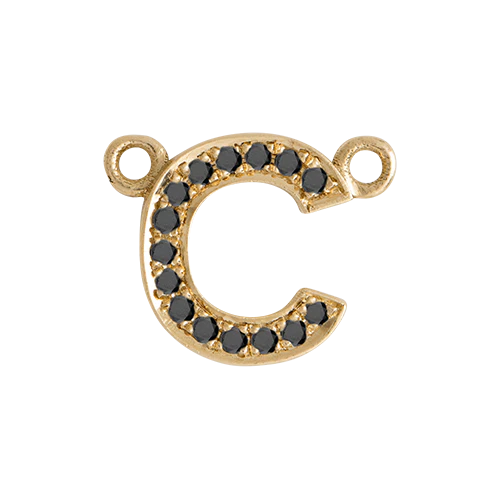 Black Diamond + 14k Yellow Gold Letter Charm - Image 14
