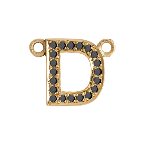 Black Diamond + 14k Yellow Gold Letter Charm - Image 15