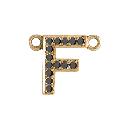 Black Diamond + 14k Yellow Gold Letter Charm - Image 17