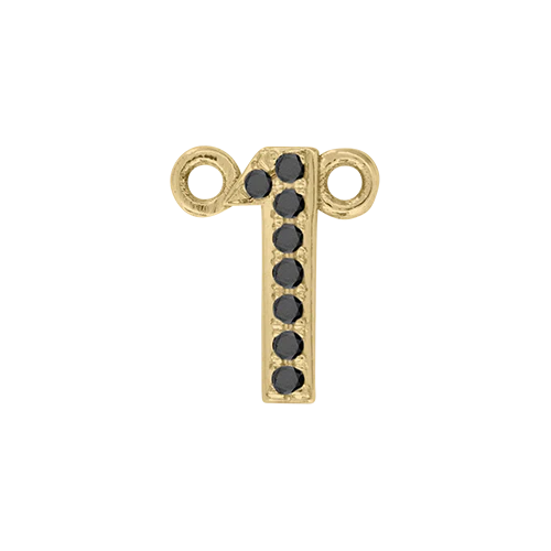 Black Diamond + 14k Yellow Gold Letter Charm - Image 2