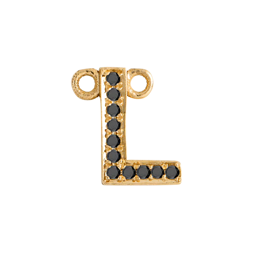 Black Diamond + 14k Yellow Gold Letter Charm - Image 23