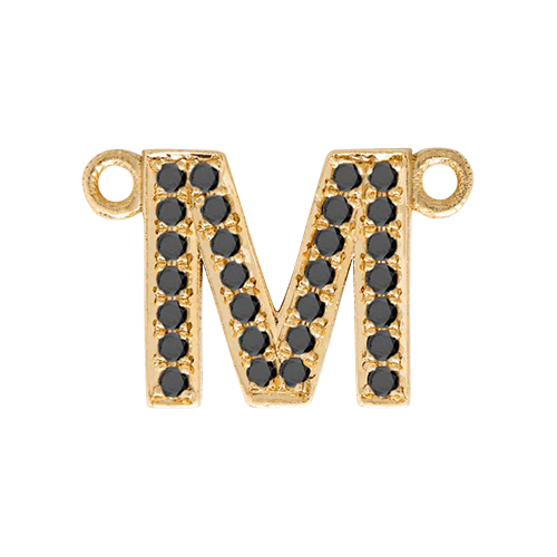 Black Diamond + 14k Yellow Gold Letter Charm - Image 24