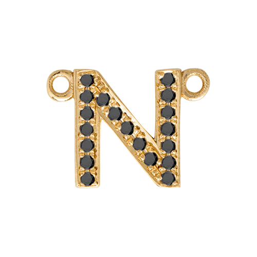 Black Diamond + 14k Yellow Gold Letter Charm - Image 25
