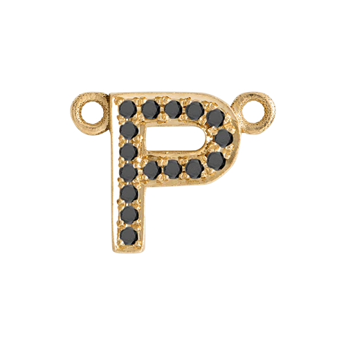 Black Diamond + 14k Yellow Gold Letter Charm - Image 27