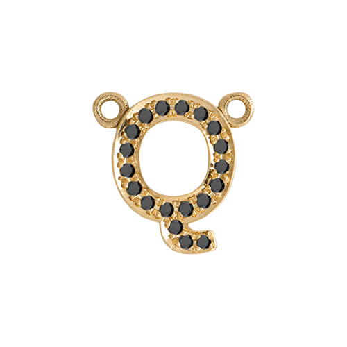 Black Diamond + 14k Yellow Gold Letter Charm - Image 28